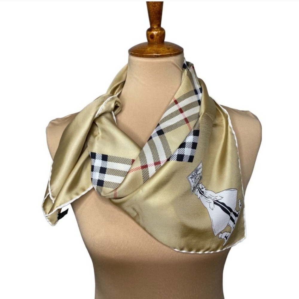 Burberrys Vintage Nova Check Silk Twill Square Scarf Burberry Tartan Plaid